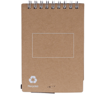 Recycled paper notebook with pen and sticky notes